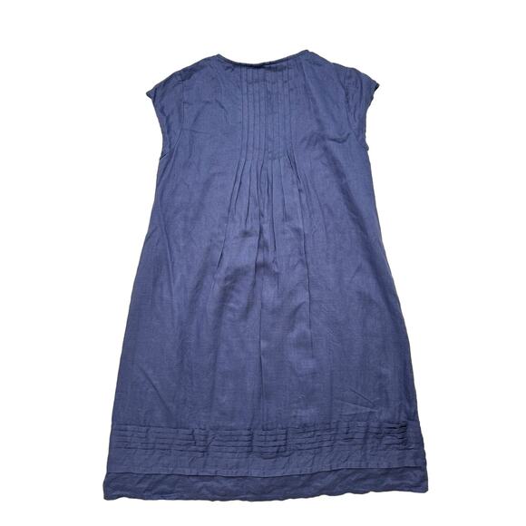 SUNDANCE Periwinkle Pleated Bodice Hem 100% Linen Shift Dress Size Small Purple - Picture 5 of 9